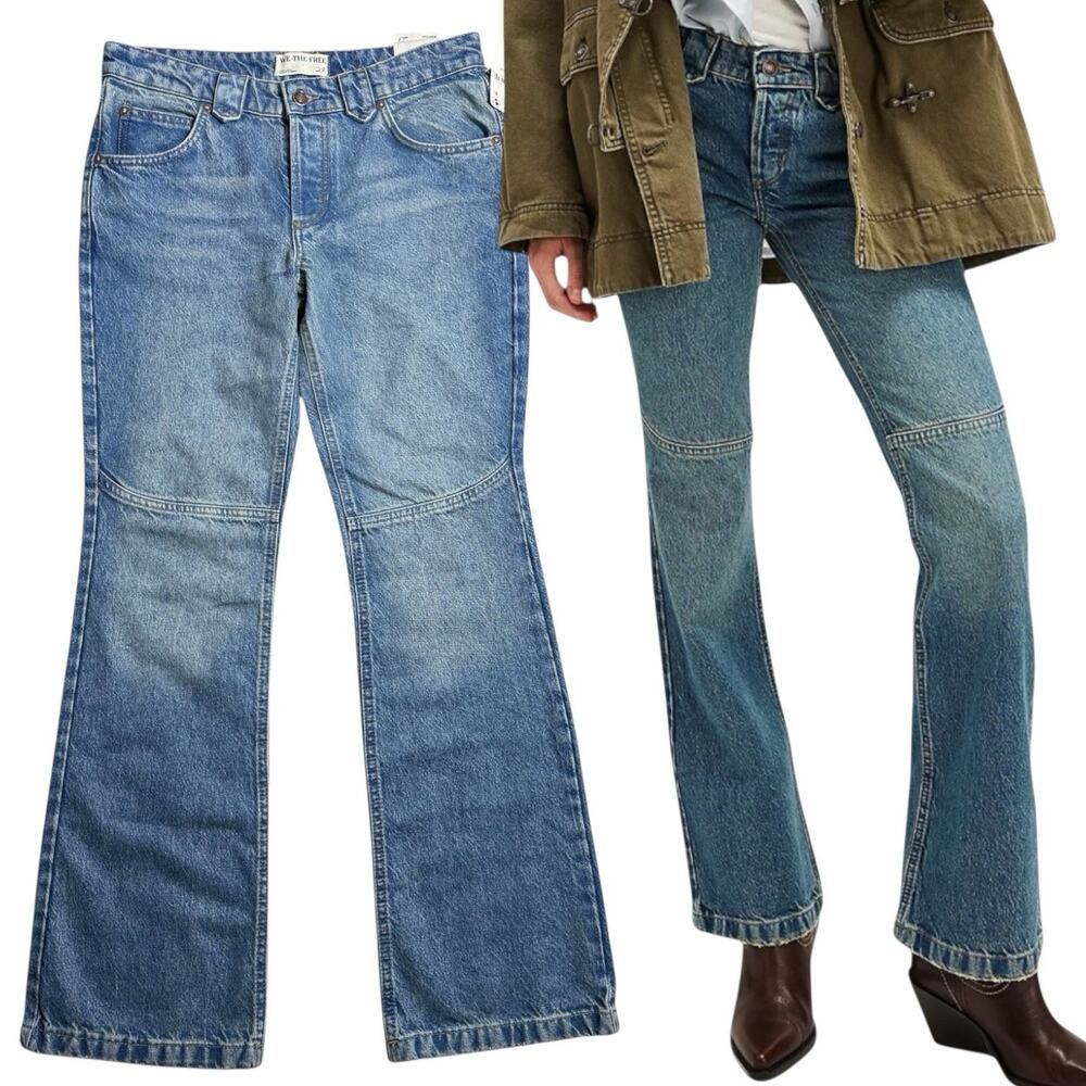 We The Free People Jeans Flora Yellowstone Low Rise Bootcut 27 Medium Wash Blue